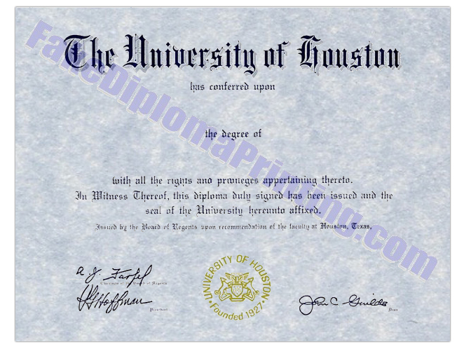 Degree Sample for The University of Houston Diploma