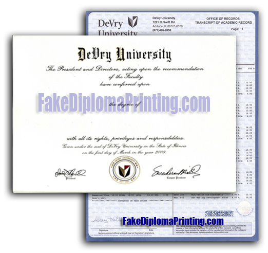 Devry University Diploma Transcripts
