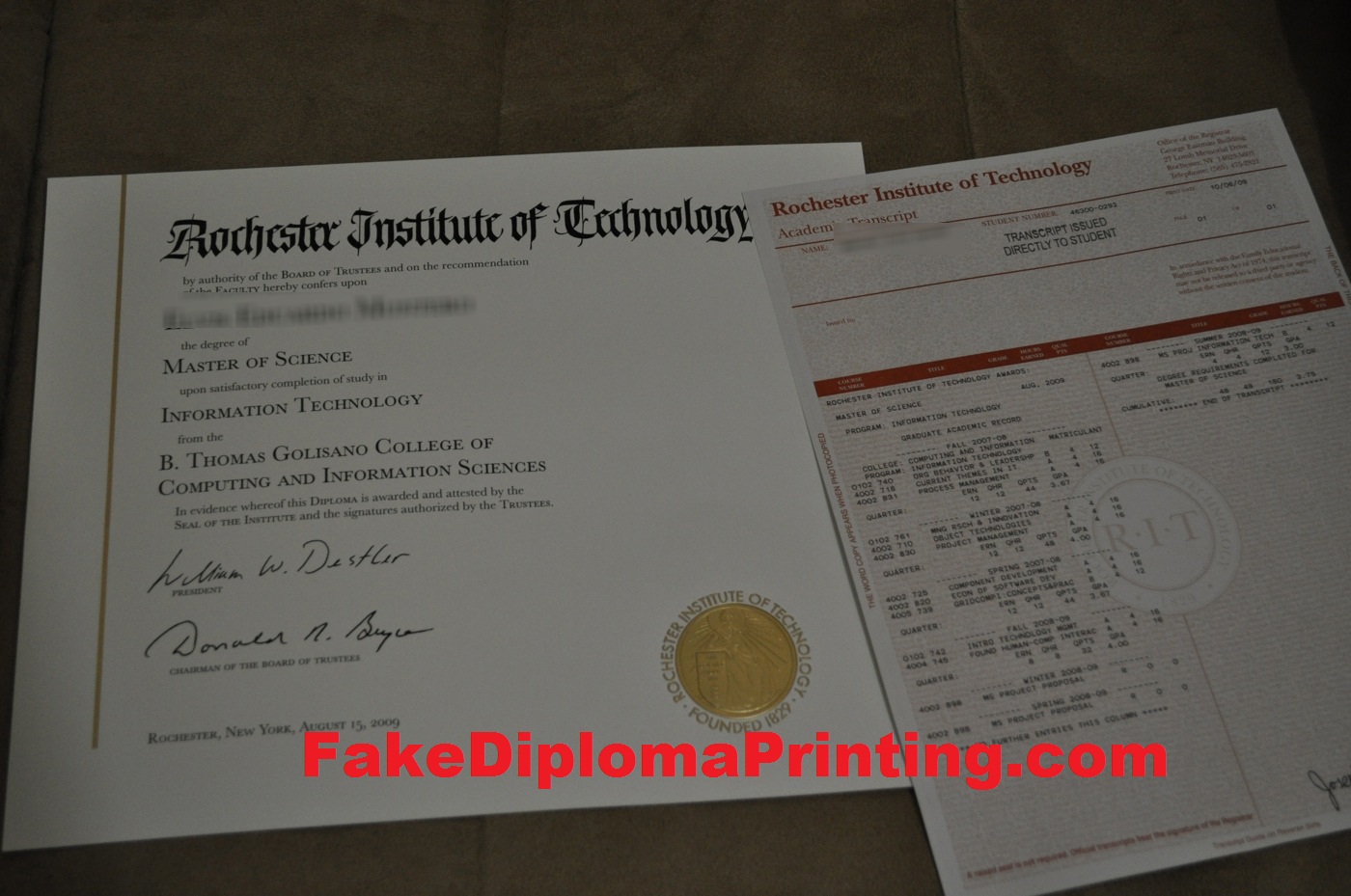 Rochested Diploma and Transcrits