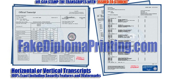 Replica University Grade College Transcripts.